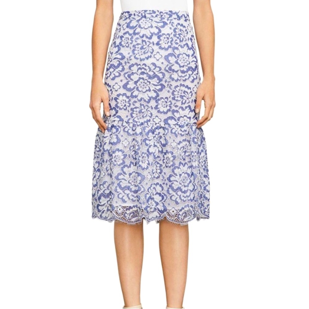 BCBGMaxAzria Floral Lace MIDI Skirt